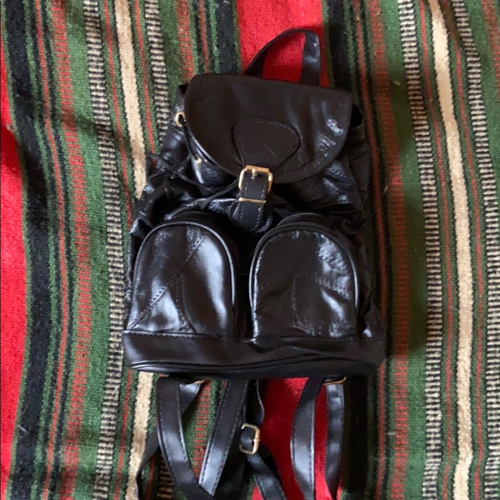 vintage genuine leather mini backpack